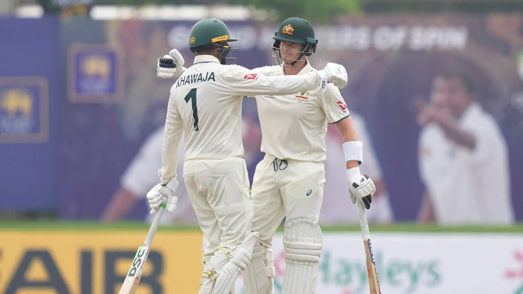 Usman Khawaja and Steve Smith’s centuries led Australia to a total of 330 for 2 on the first day of the Test match against Sri Lanka.