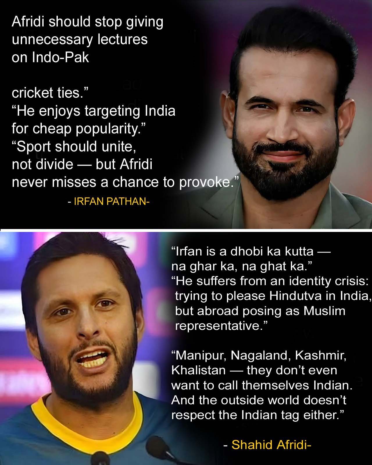 Afridi Calls Irfan Pathan “Dhobi ka Kutta” as War of Words Escalates